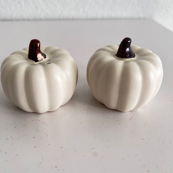 Ceramic White Pumpkin Salt & Pepper Shaker Set,  Autumn Décor, Pumpkin Décor - Picture 1 of 5
